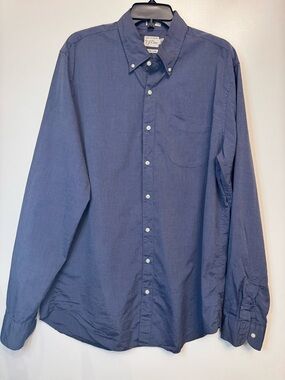 J.Crew Secret Wash Shirt LT Large Tall Blue Button Down Classic Fit Cotton Mens